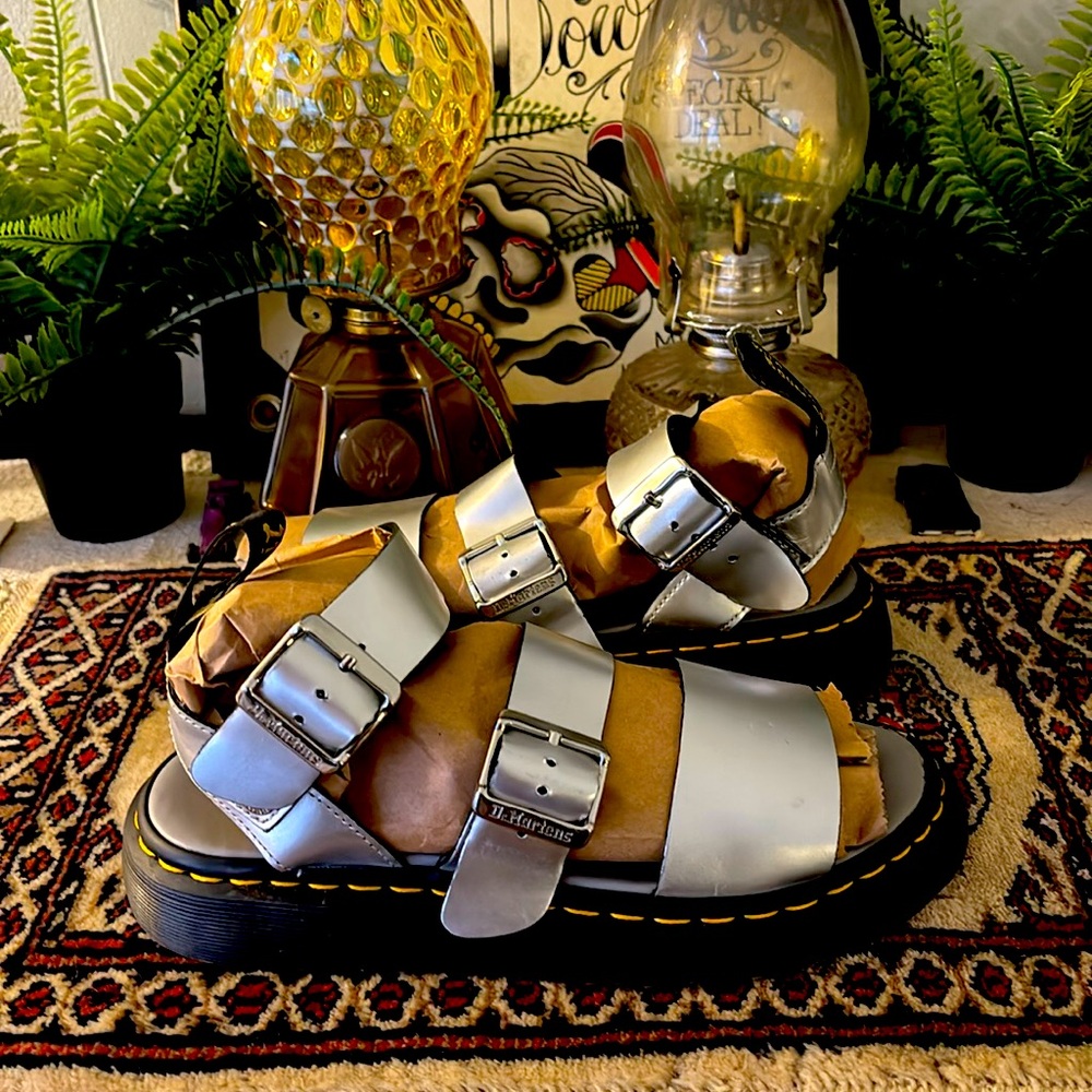 Silver Dr. martens fisherman sandals size 8